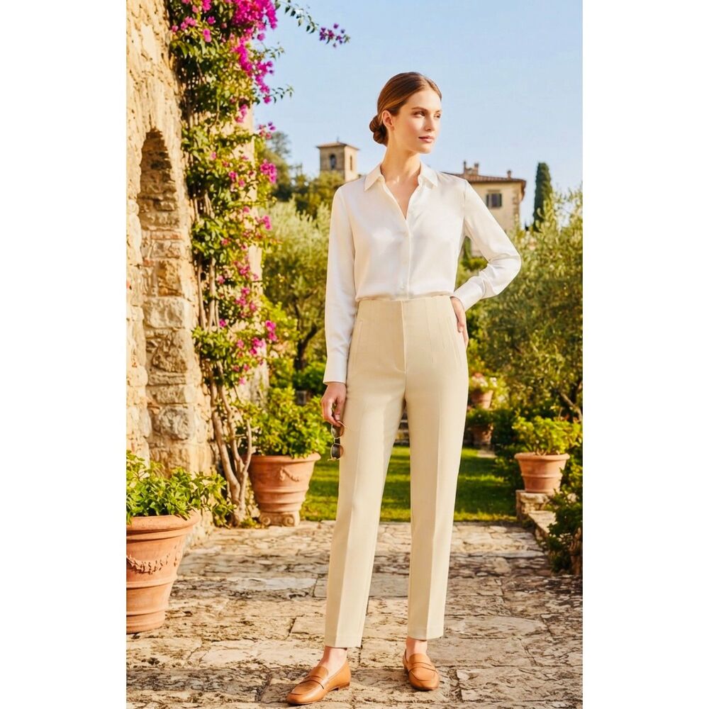 ZARA Cream Straight Leg Pants Size S Gently Used
